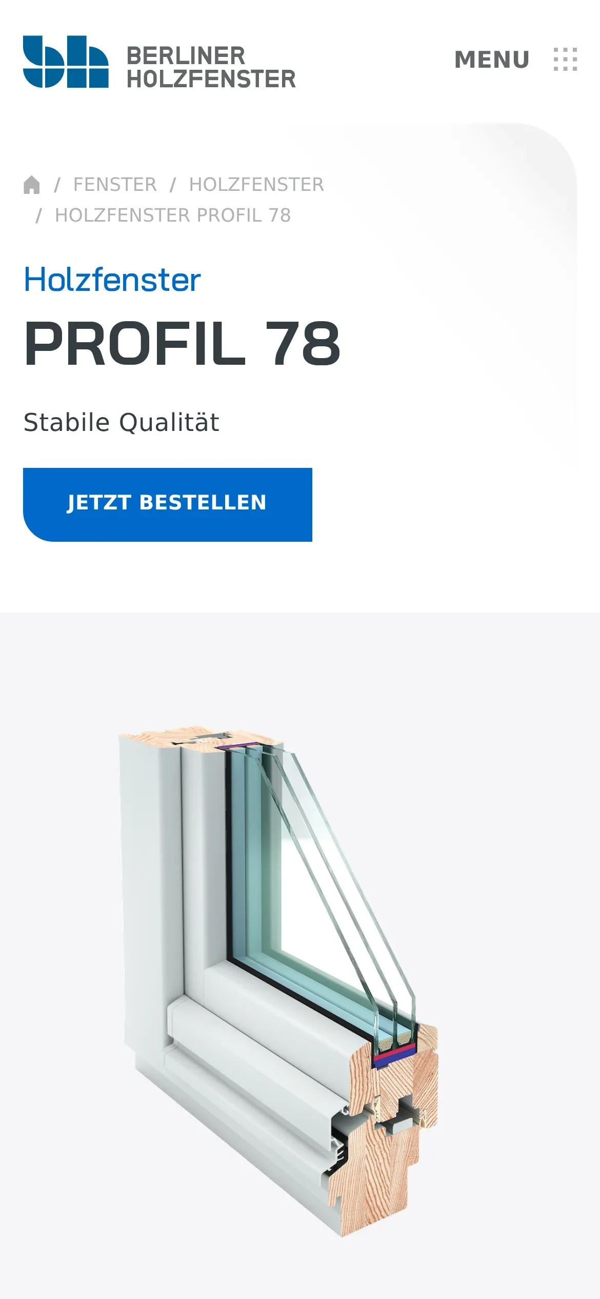 Ta sama karta Profil 78 na telefonie: ścieżka nawigacji, nazwa profilu, przycisk zamówienia i przekrój okna