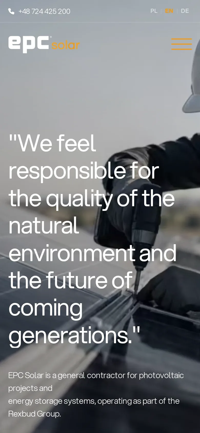 Ta sama podstrona w wersji angielskiej: „We feel responsible for the quality of the natural environment and the future of coming generations”