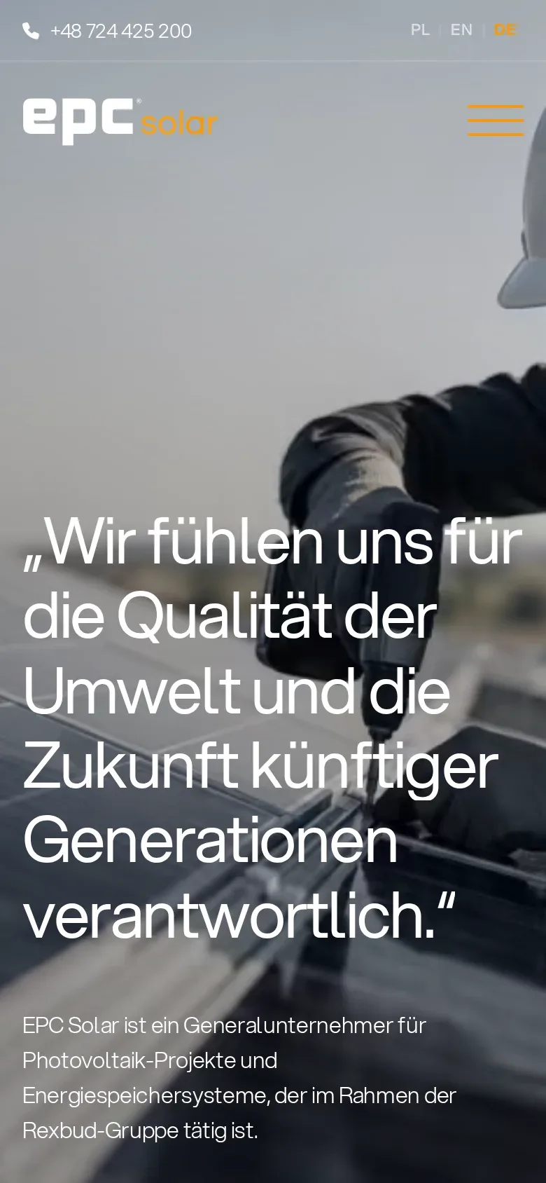 Ta sama podstrona w wersji niemieckiej: „Wir fühlen uns für die Qualität der Umwelt und die Zukunft künftiger Generationen verantwortlich”